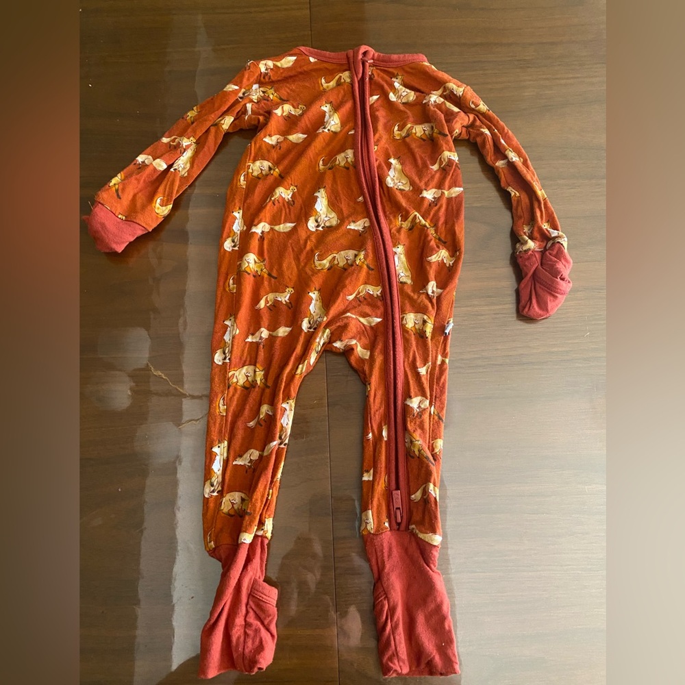3:6 month fox bamboo pajama